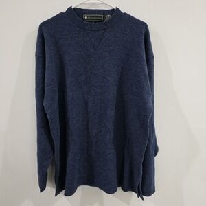 Mens Wool Crewneck Sweater Size Large Blue Neutral Quiet Luxury